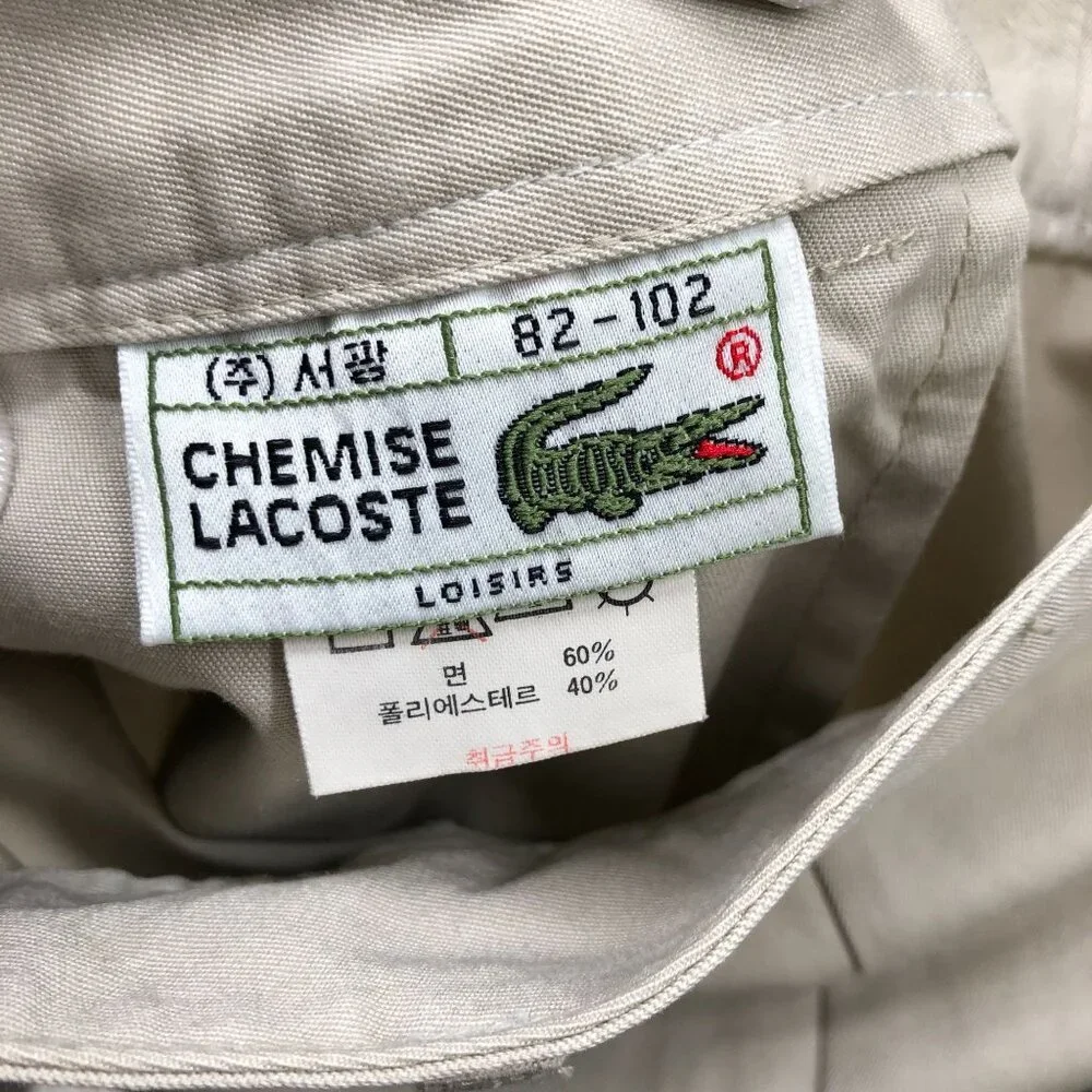 Vintage Lacoste Chino Pants Mens 32x27‎ Beige Tapered Leg Performance Golf